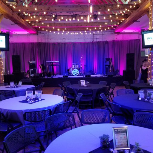 Indoor gala with up lighting and PA system