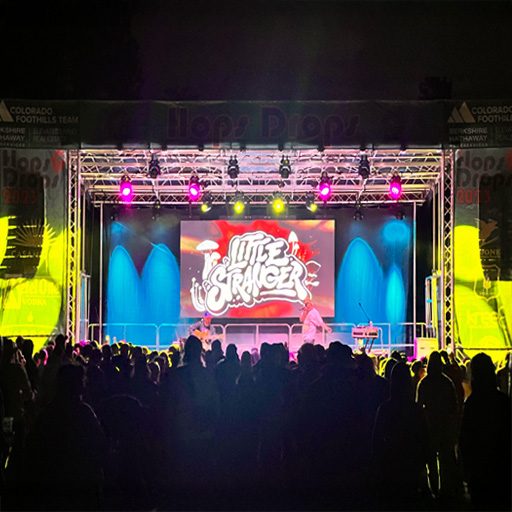 XXL stage at night concert with LED panel in back and fully lit